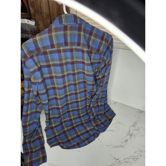 Wrangler Western Pearl Snap Flannel Shirt Plaid Long Sleeve Cowboy Size M - Picture 2 of 9